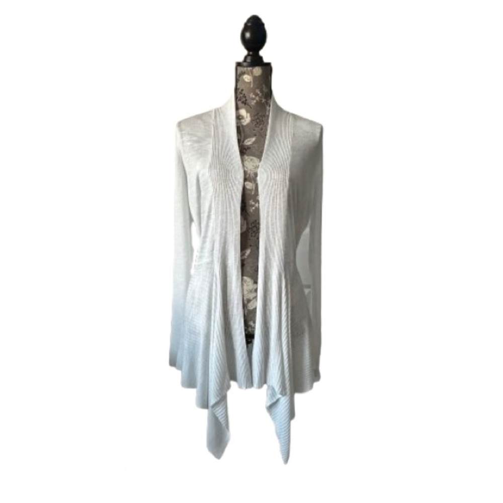 INC International Concepts Women's M White Sleeved Open Front Cardigan Sweater
